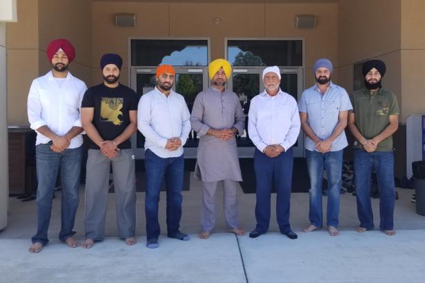 Standing in the doorway of Guru Nanak Darbar Gurdwara in Santa Rosa